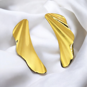 Brinco Ondulado Orgânico Banho Ouro 18K